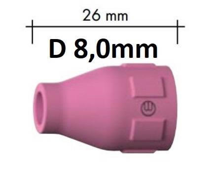 Keraaminen kaasusuutin Abitig 150/260 W, d = 8,0 mm, l = 26 mm, Binzel