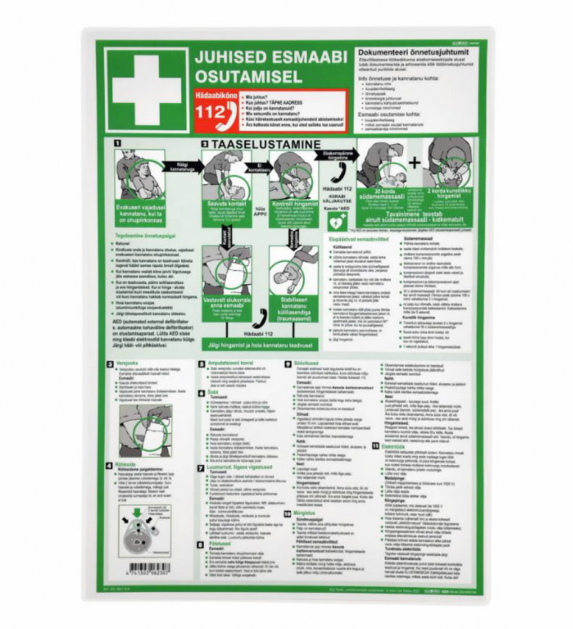 First aid guide poster, Estonian eesti, Cederroth