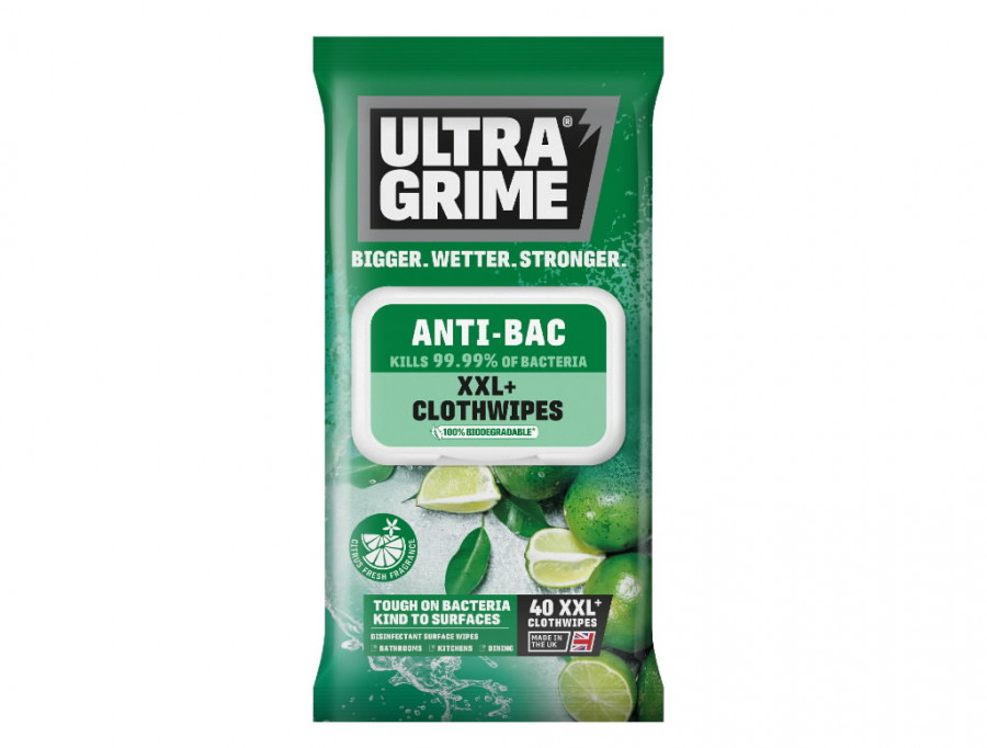 Drėgno valymo servetėlės UltraGrime LIFE Anti-Bac 40 