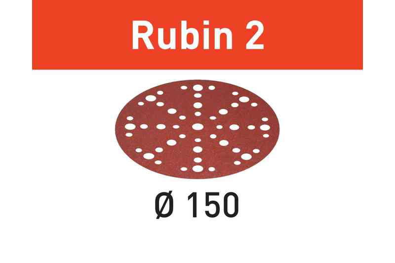 Шлифовальный диск на липучке Velcro Rubin 2 48 отверстий 50шт 150mm P40, FESTOOL