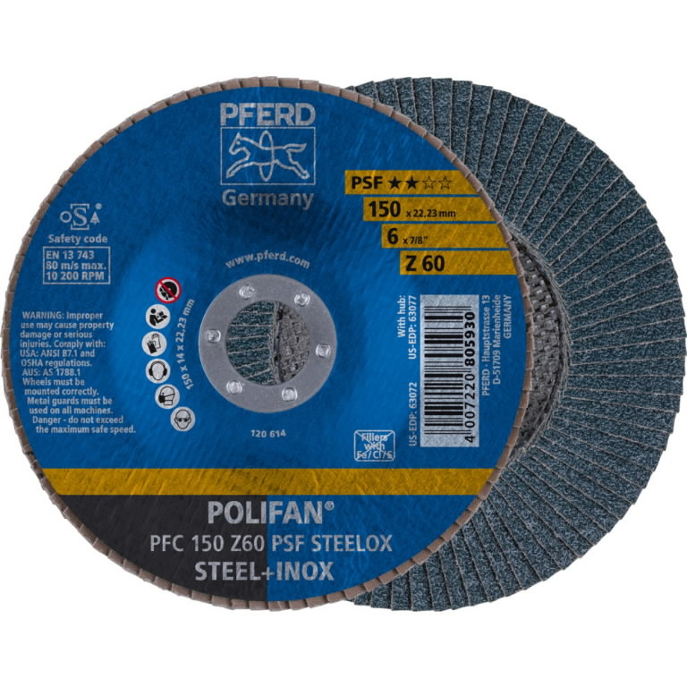 Flap grinding disc PSF STEELOX 150mm Z60 PFC, Pferd