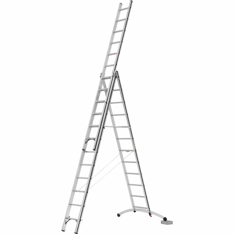 Combination ladder 3x8 steps, 2,41/5,21m Smart-Base 70247, Alu-Pro