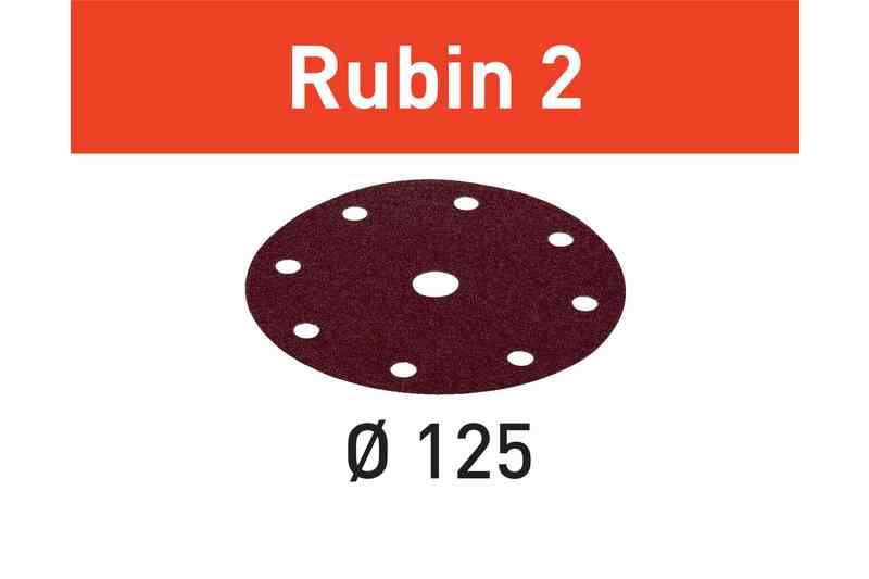 Шлифовальный диск на липучке Velcro Rubin 2 90 отверстий 50шт 125mm P80, FESTOOL