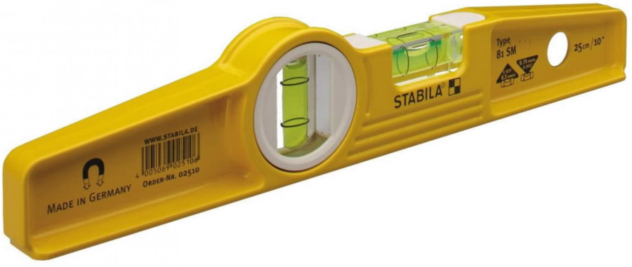 Spirit level, type 81 SM, 25 cm, 12 magnets with holster, Stabila