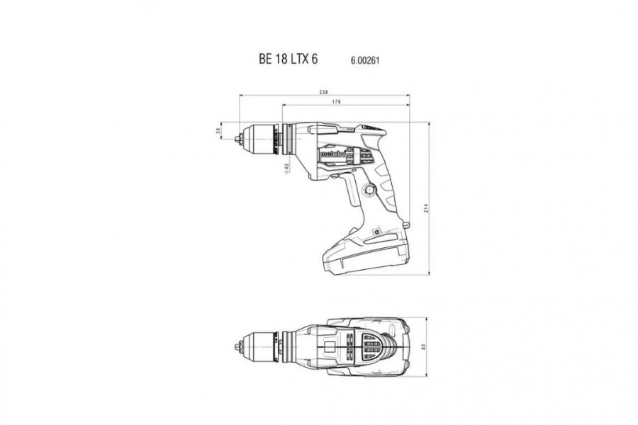 Cordless drill BE 18 LTX 6 carcass in Metalock, Metabo
