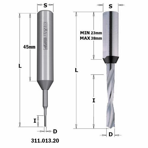 DOWEL DRILL SOLID HW D=2X12X70 S=10X40 LH, CMT