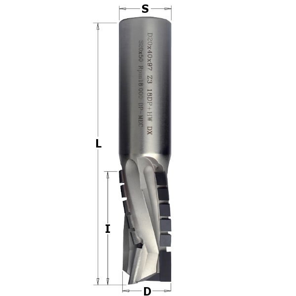 SPIRAL ROUTER BIT Z3 21-DP (PCD) D=20X45x102 S=20x50 RH, CMT