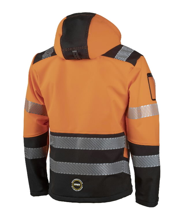 Softshell jacket 6099R, HI-VIS CL2, black/orange L 2.