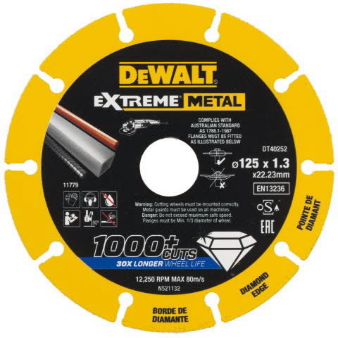 Diamond cutting disc 125x22,23x1,3 mm, for metal, DeWalt