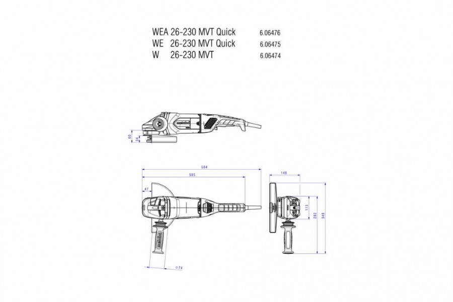 Angle grinder WE 26-230 MVT Quick, Metabo