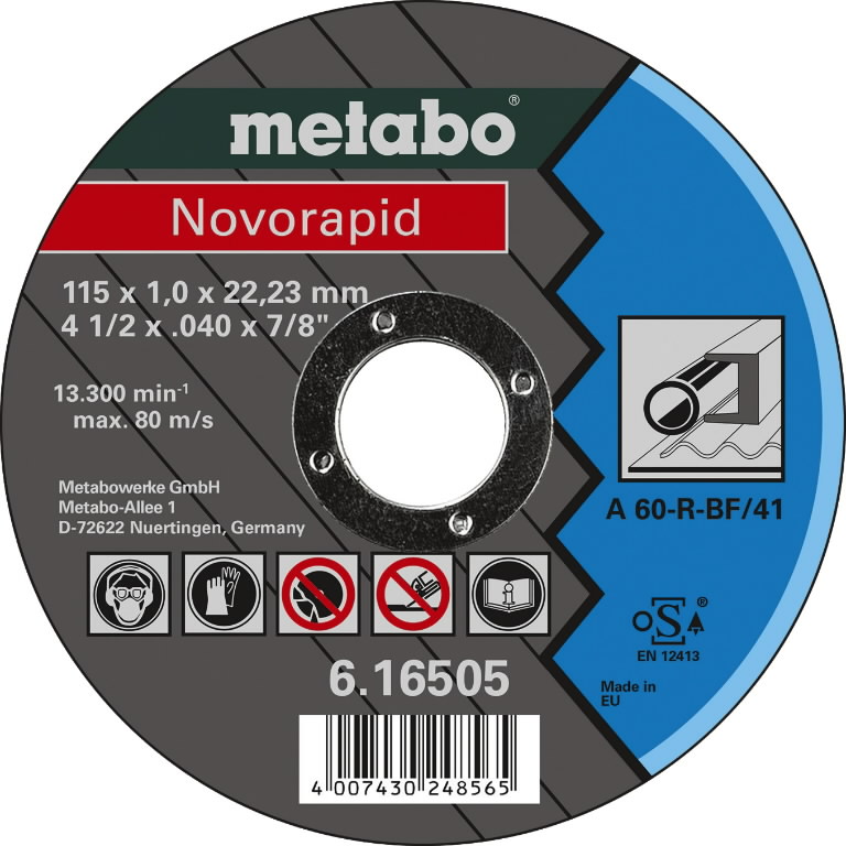 Metallilõikeketas 115x1,0x22,23 mm, TF41, Novorapid, Metabo