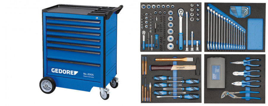 Įrankių vežimėlis su 7 stalčiais ir  įrankiais (147 ) 