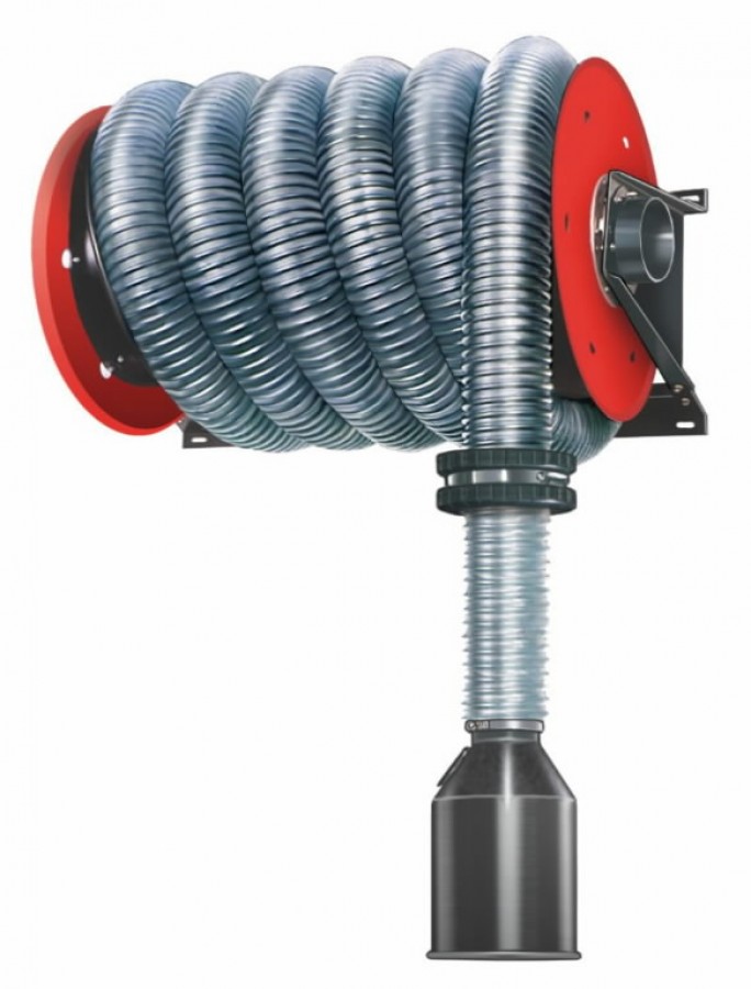 Exhaust hose reel 100mm x 13m set, AERSERVICE Exhaust extraction reels