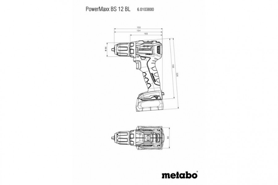 Akutrell PowerMaxx BS 12 BL, karkass, Metabo