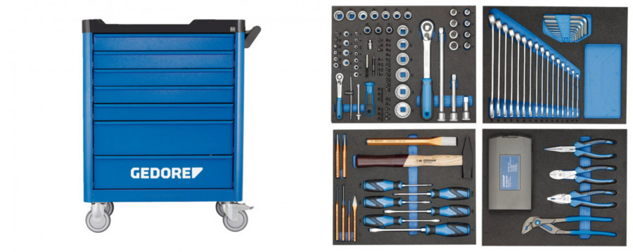 Įrankių vežimėlis WSL-L-TS-147  su 7 stalčiais ir 147 vnt  įrankių  komplektu 