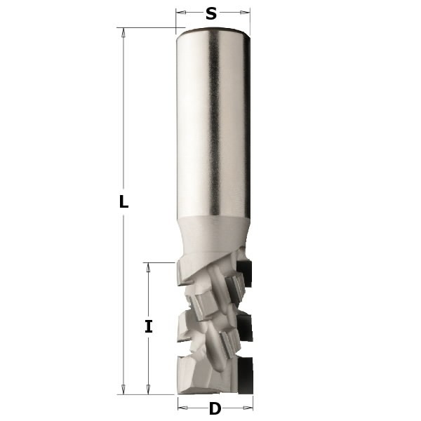 DP ROUTER CUTTER WITH 20° SHEAR ANGLE D=20x50x110 S=20x45 Z2, CMT
