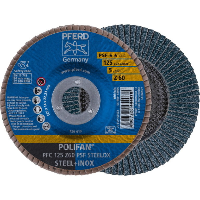 Flap grinding disc PSF STEELOX 125mm Z60 PFC, Pferd