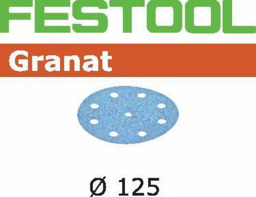 Šlifavimo popierius GRANAT / STF D125/90 / P180 / 10pcs 125m 125mm P180, Festool