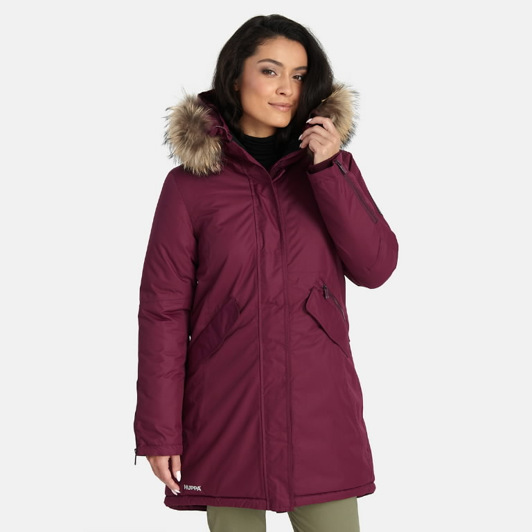 Winter jacket parka Vivian hooded, burgundy XL, Huppa Stokker
