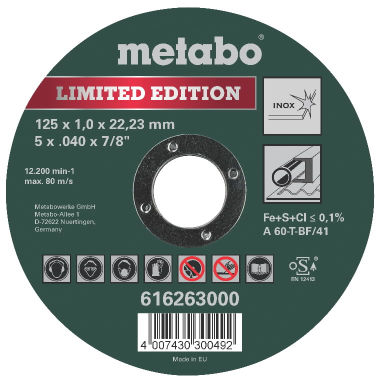 Cut-off wheel Special Edition II Inox 125x1mm, Metabo