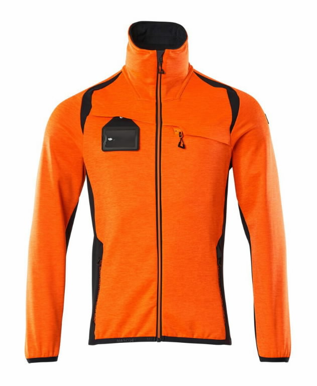 Fleece jumper with zipper Accelerate Safe, orange/dark navy M