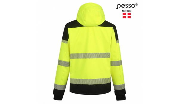 Softshell-takki Palermo huomioväri CL2, keltainen/musta XL, Pesso 2.