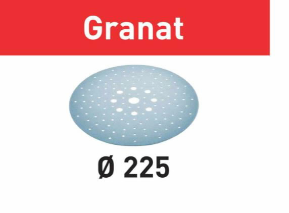 Шлифовальный диск на липучке Velcro Granat 128 отверстий 25шт 225mm P150, FESTOOL