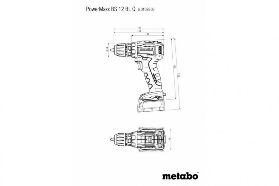 Akutrell PowerMaxx BS 12 BL Q, karkass, Metabo