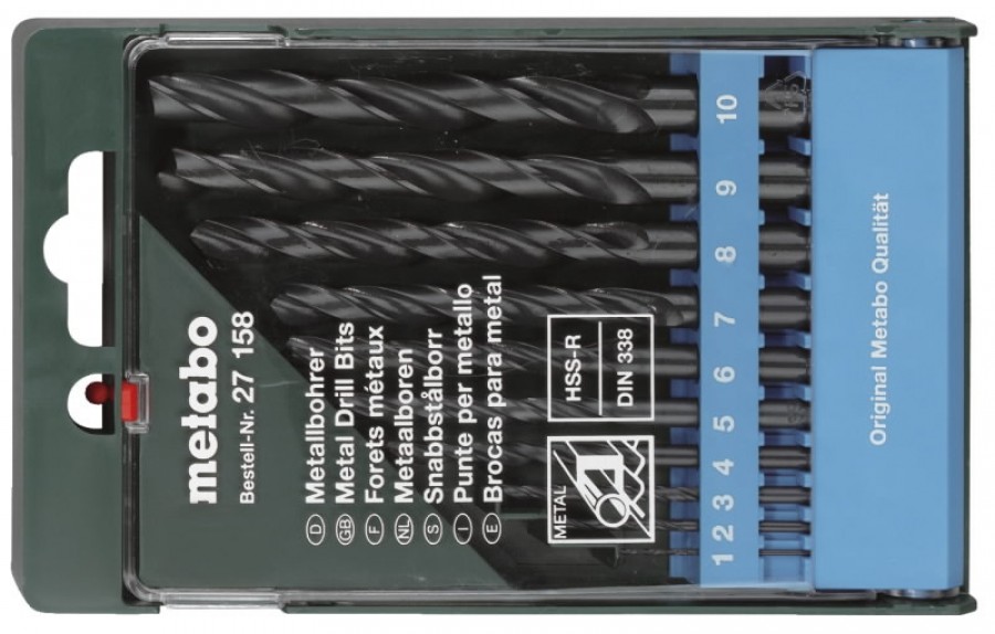 Metal drill bit set Ų1-10mm HSS-R 10pcs, Metabo