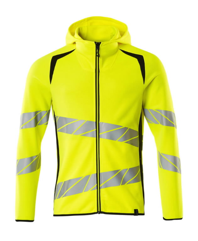 Hoodie with zipper, Accelerate Safe, CL2 yellow/black XS