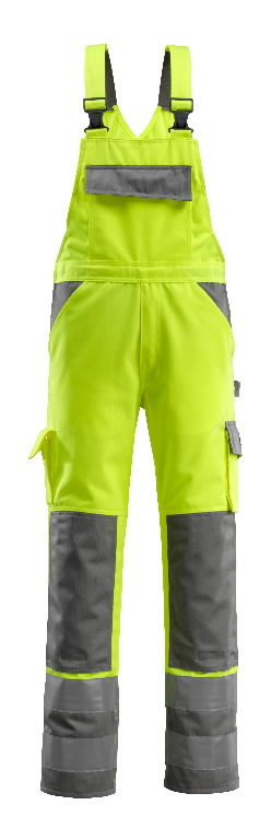 Рабочие брюки с лямками Barras, желтые/серые, 82C50, MASCOT
