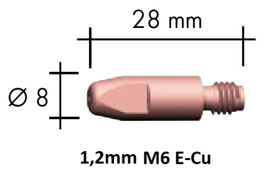 Kontaktdīze E-Cu M6x28x8 - 1,2mm, Binzel