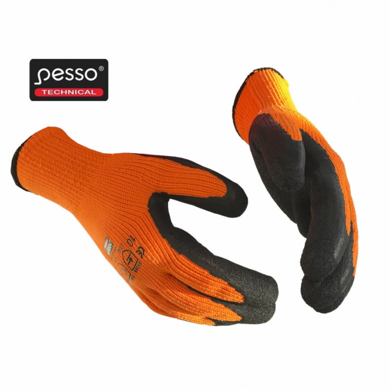Winter gloves Iceland, latex, orange/black 9