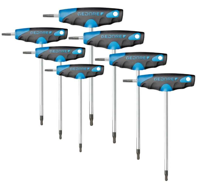 T- formos raktų komplektas TORX, TX10-TX40, 7 vnt, Gedore