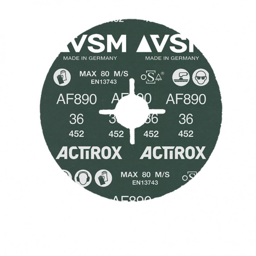 Fibro diskas INOX AF890 ACTIROX 125mm P36, VSM