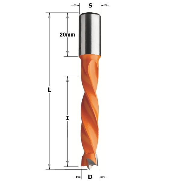 Grąžtas kaiščiams TCT D= 9 X43X70 S=10X20 LH 