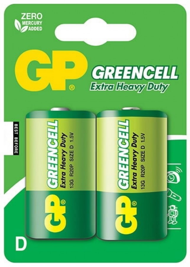 Battery D/LR20, 1.5V, Greencell, 2 pcs., GP