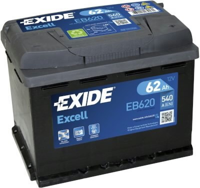 аккумулятор для запуска EXCELL 62Ah 540A 242x175x190-+, EXIDE