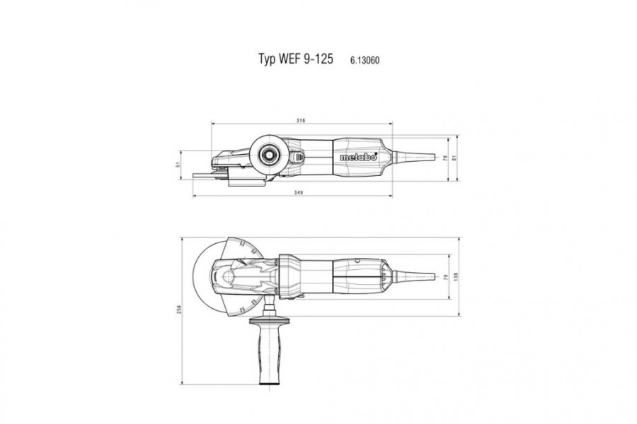 Flat-head angle grinder WEF 9-125, Metabo