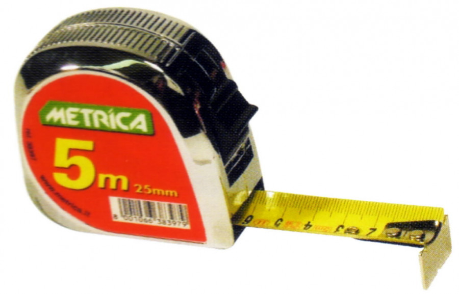 Rullamitta metallikuorella Maxi 25 mm x 8 m, METRICA
