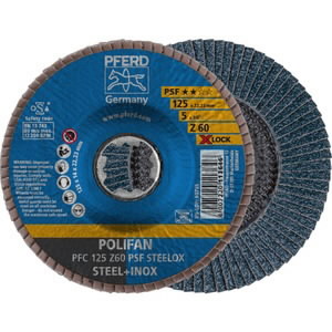 Flap grinding disc PSF STEELOX 125mm Z60 PFC X-LOCK, Pferd