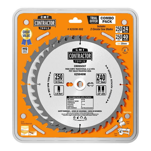 2kpl pyörösahanteriä, 305x2,6/30mm Z40/60 Ø305x2,6/30mm Z40/ Ø305x2,6/30mm Z40/60, CMT