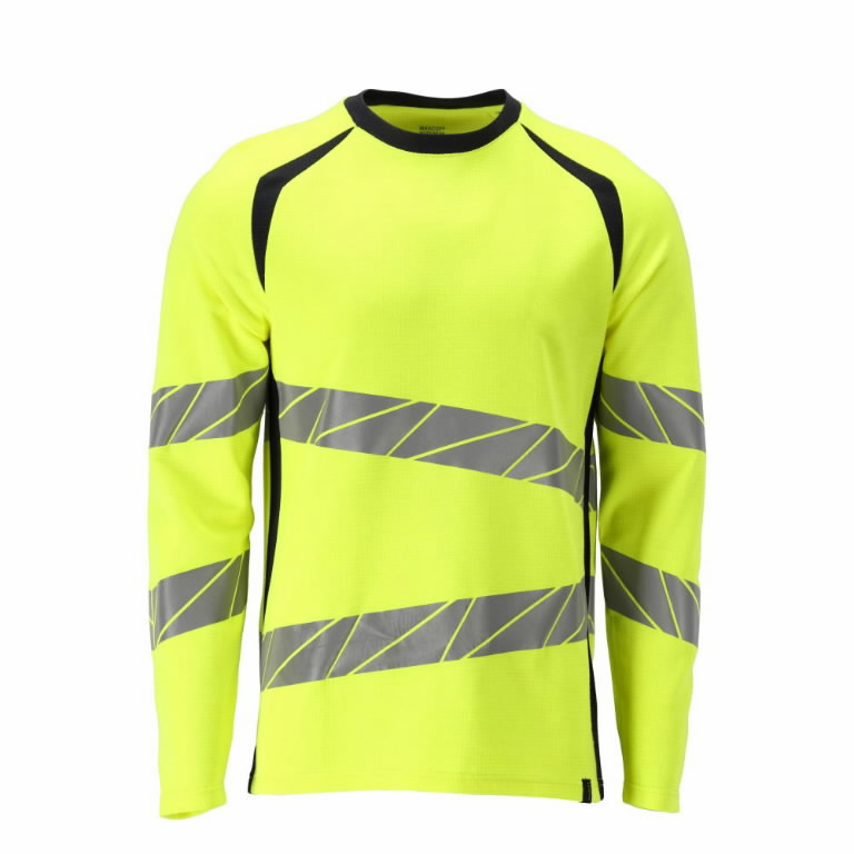 Welder/electrician t-shirt long sleeves 21381 Multisafe, hi-vis CL3, yellow 2XL