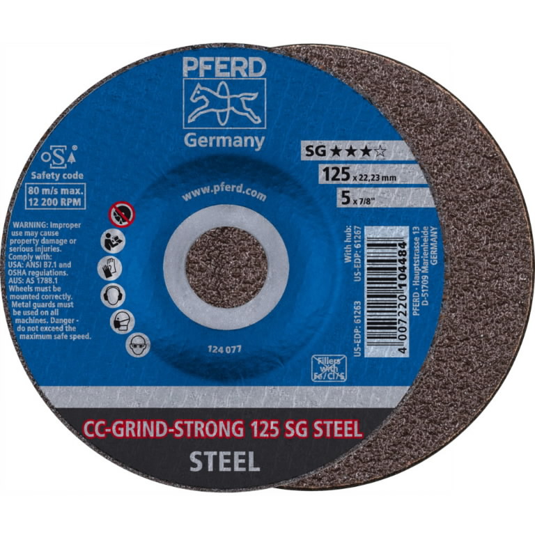 Disc 125mm SG STEEL CCGRINDSTRONG, Pferd Grinding discs for metal