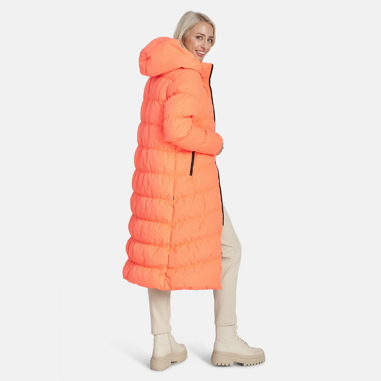 Winter feather coat Naima hooded, orange L 2.