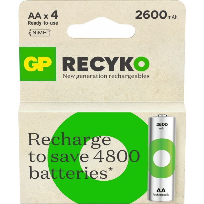 įkraunama baterija AA/LR6, 1,2 V, 2600mAh, ReCyko, 4vnt.  3.