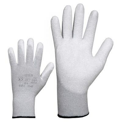 Tekstila darba cimdi, antistatiski, neilona, ESD, PU pirkstu 10