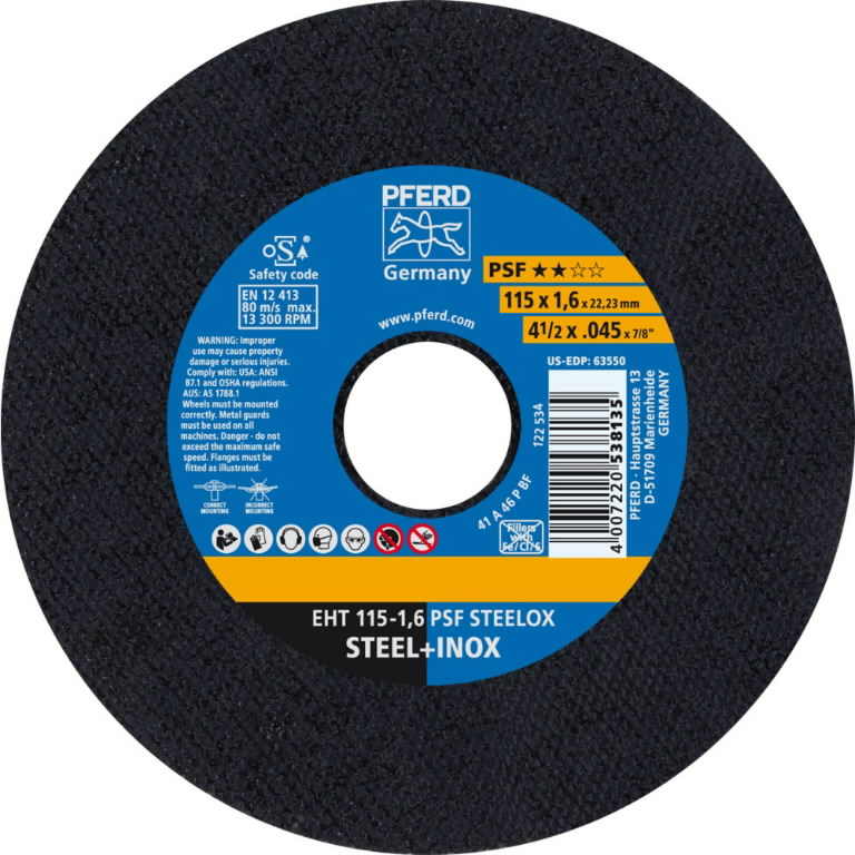 Cut-off wheel PSF Steelox 115x1,6mm, Pferd