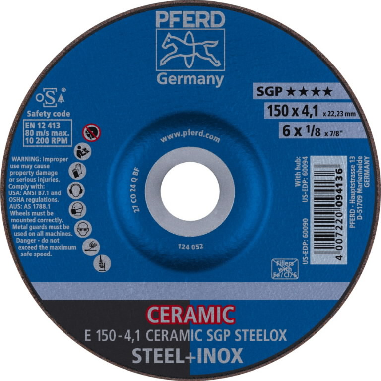 Šlifavimo diskas SGP Ceramic STEELOX 150x4,1mm, Pferd