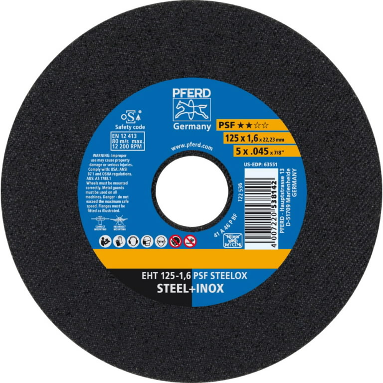 Griezējdisks PSF Steelox 125x1,6mm, Pferd